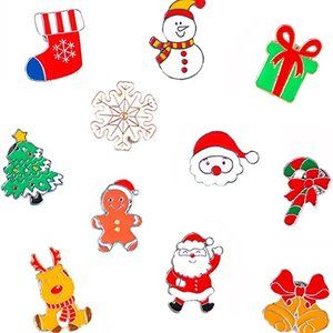 Christmas Pins Set for Women Cartoon Xmas Enamel Pins for Girls Clothes Bag Back
